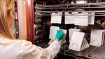 Uno scienziato della Unilever testa i materiali a base di carta per verificare se mantengono la loro qualità, resistenza e aspetto lungo tutta la filiera.